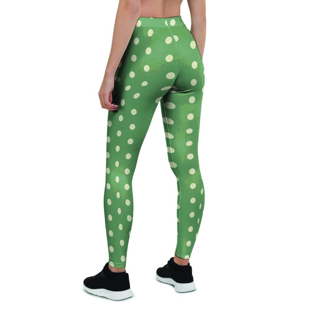 Green Sage Polka Dot Women's Leggings-grizzshop