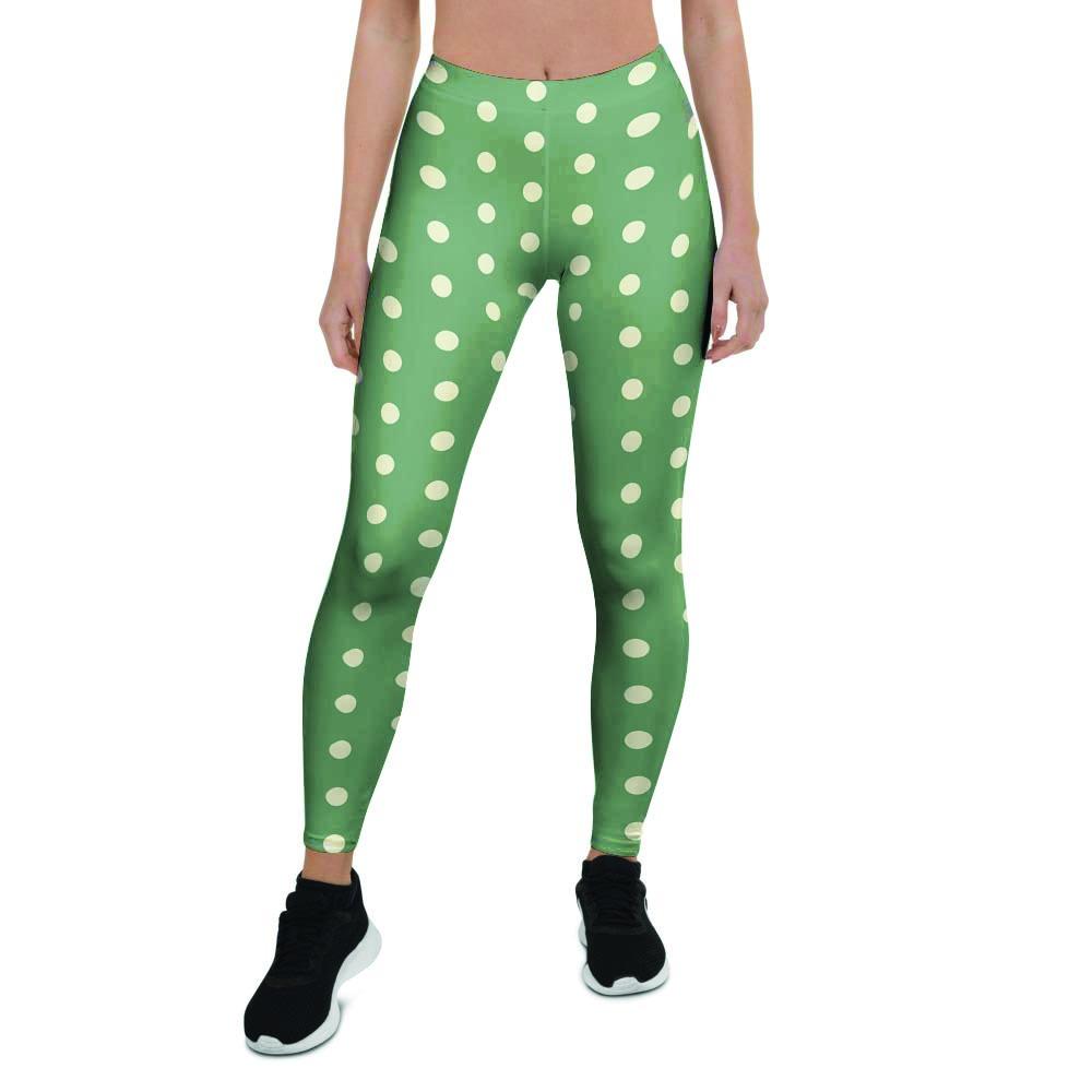 Green Sage Polka Dot Women's Leggings-grizzshop