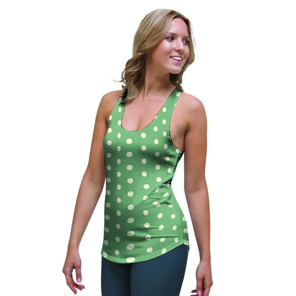 Green Sage Polka Dot Women's Racerback Tank Top-grizzshop
