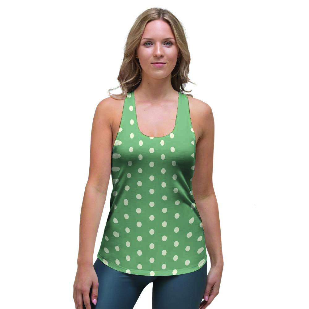 Green Sage Polka Dot Women's Racerback Tank Top-grizzshop