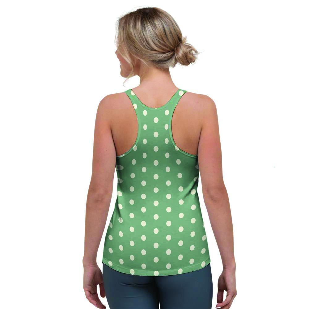 Green Sage Polka Dot Women's Racerback Tank Top-grizzshop