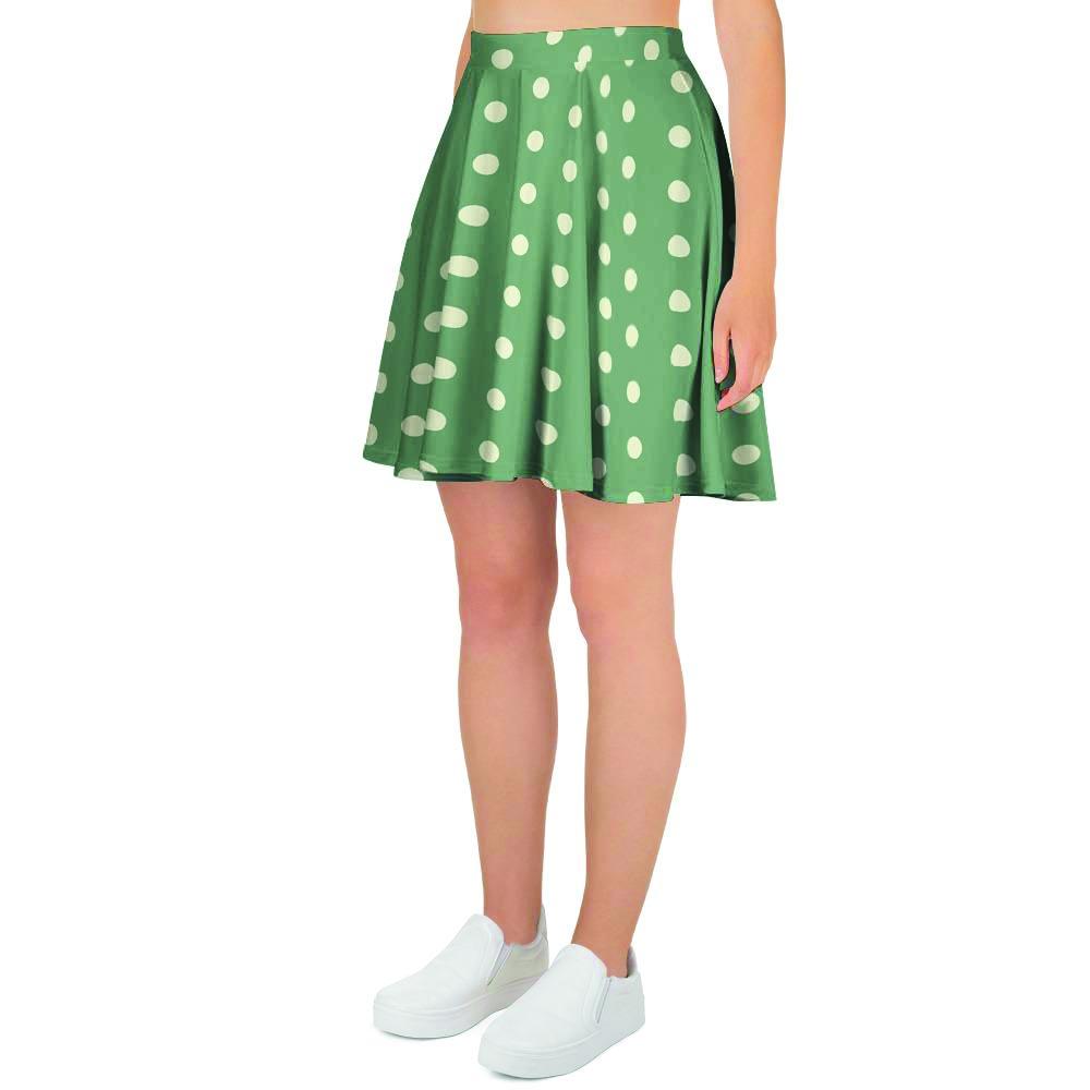 Green Sage Polka Dot Women's Skirt-grizzshop