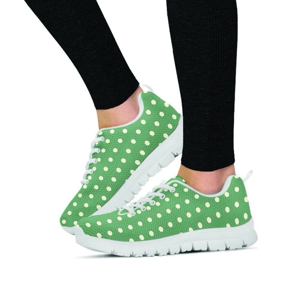 Green Sage Polka Dot Women's Sneakers-grizzshop