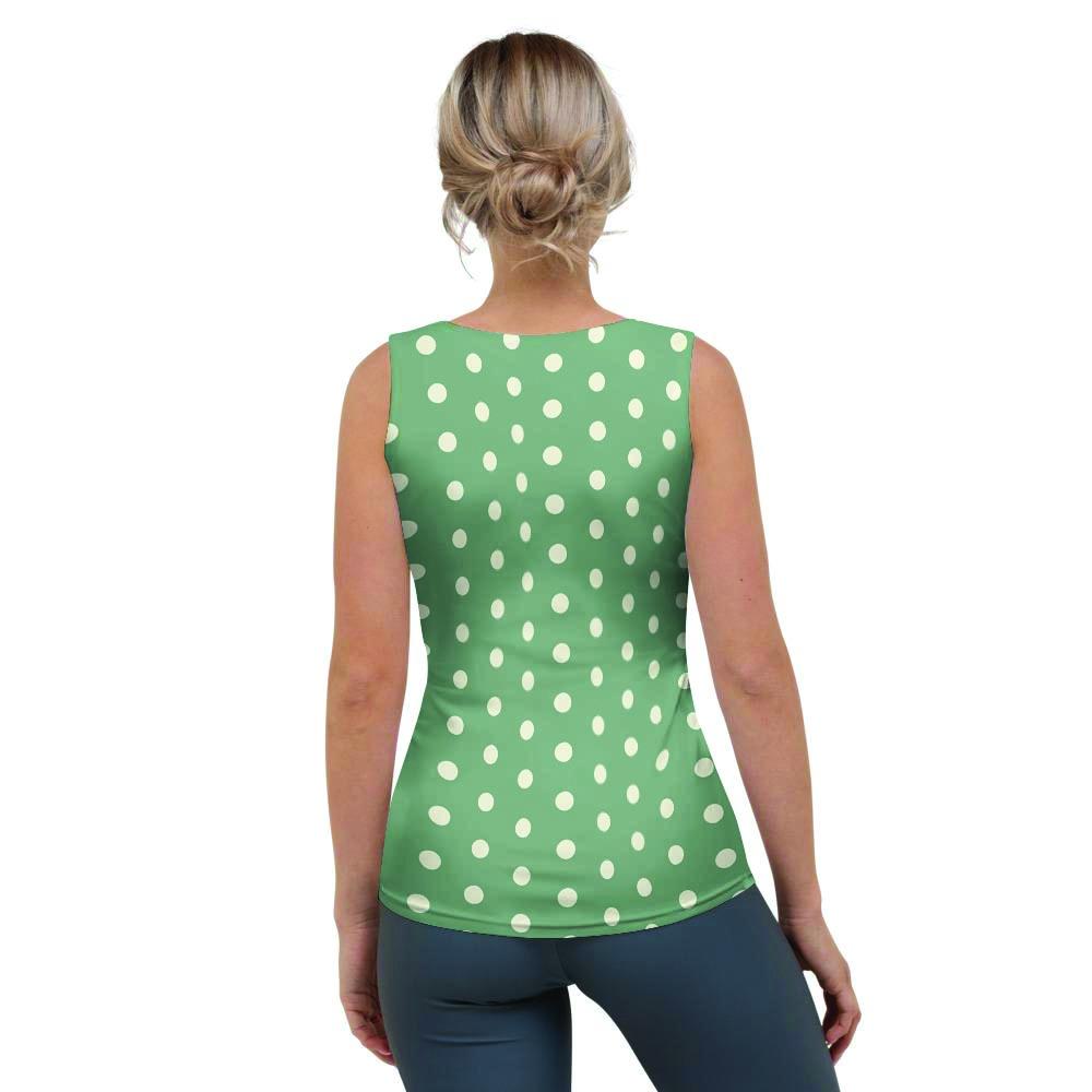Green Sage Polka Dot Women's Tank Top-grizzshop