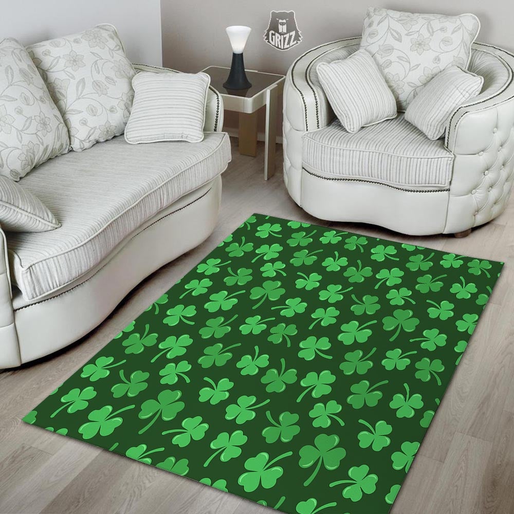 Green Shamrock St. Patrick's Day Print Pattern Floor Mat-grizzshop