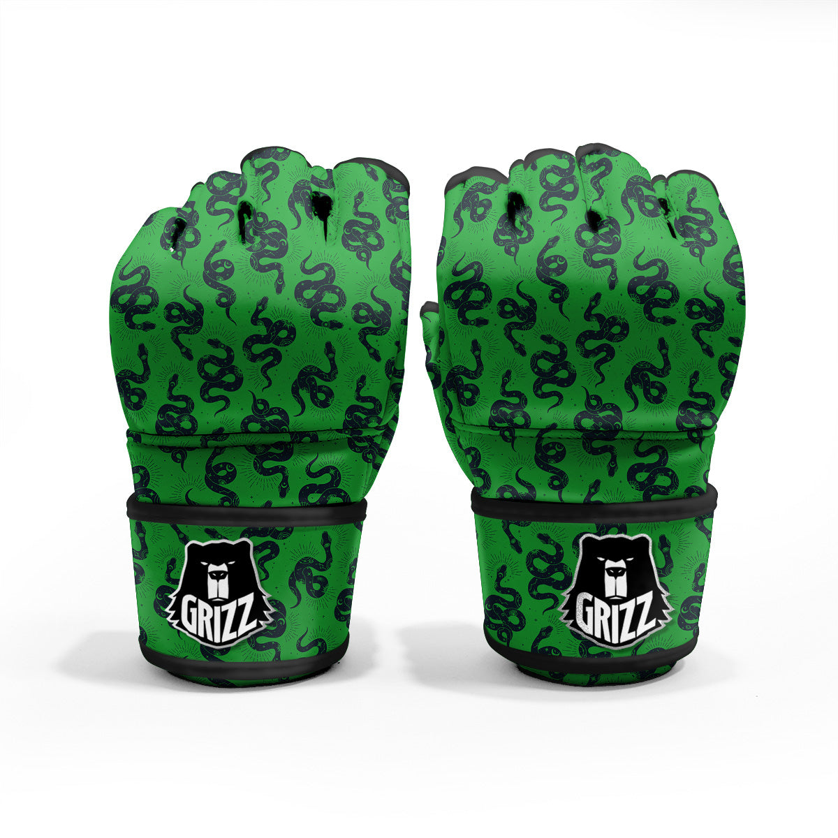 Green Snake Magic Eye Print Pattern MMA Gloves-grizzshop