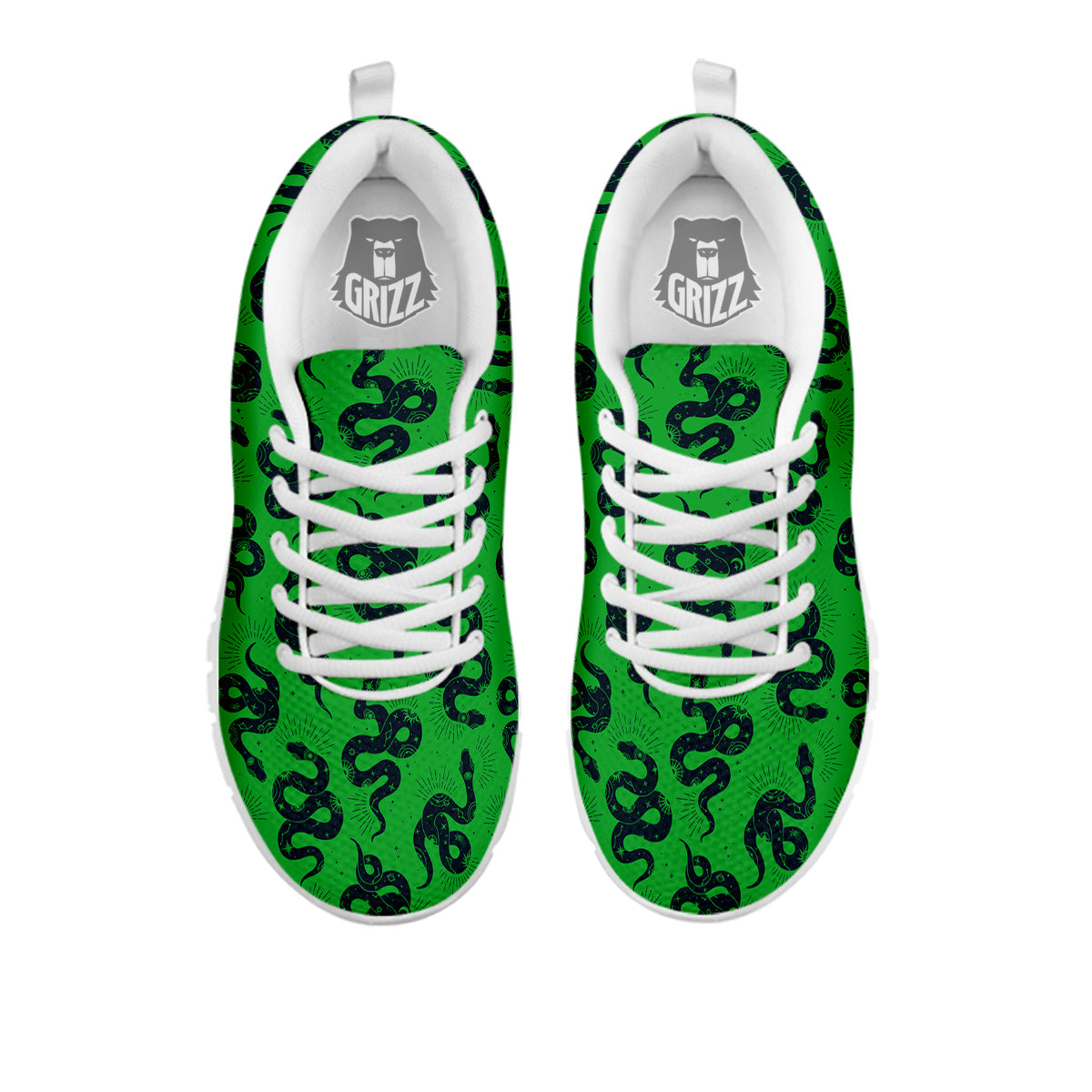 Green Snake Magic Eye Print Pattern White Sneaker-grizzshop