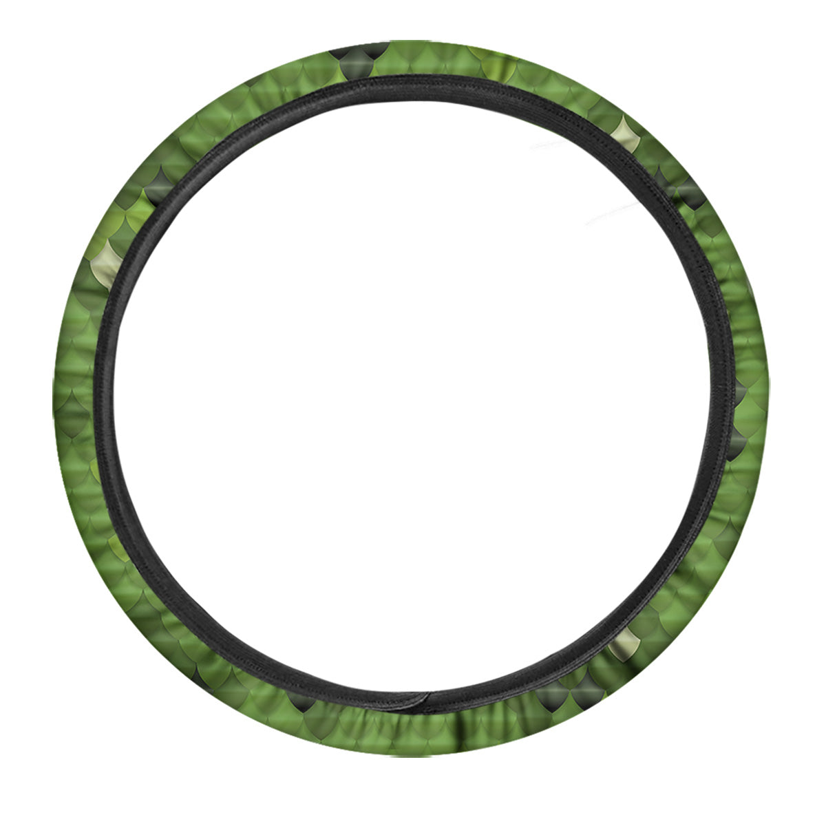 Green Snake Skin Cartoon Print Pattern Car Steering Wheel Cover-grizzshop