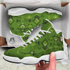Green Snake Skin Cartoon Print Pattern White Basketball Shoes-grizzshop