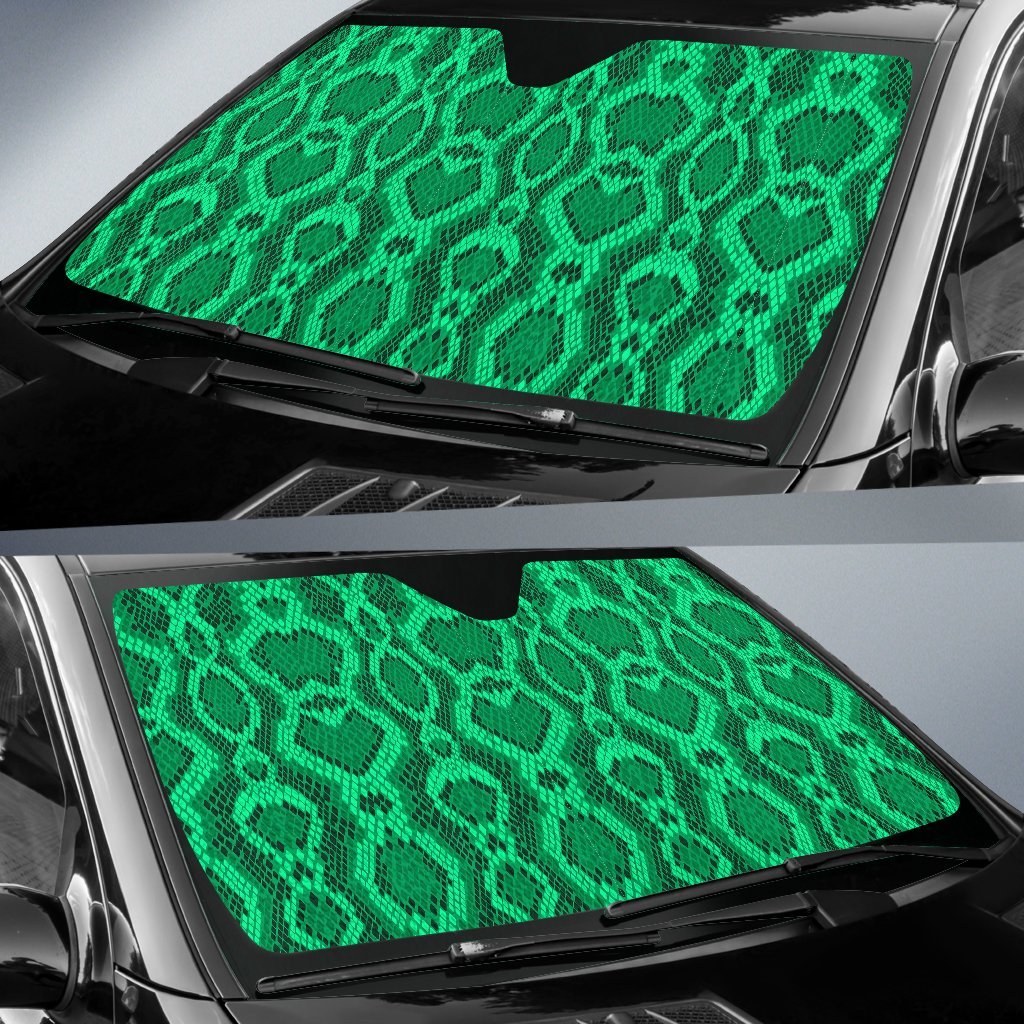 Green Snakeskin Python Skin Pattern Print Car Sun Shade-grizzshop
