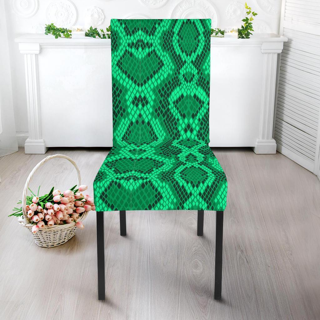 Green Snakeskin Python Skin Pattern Print Chair Cover-grizzshop