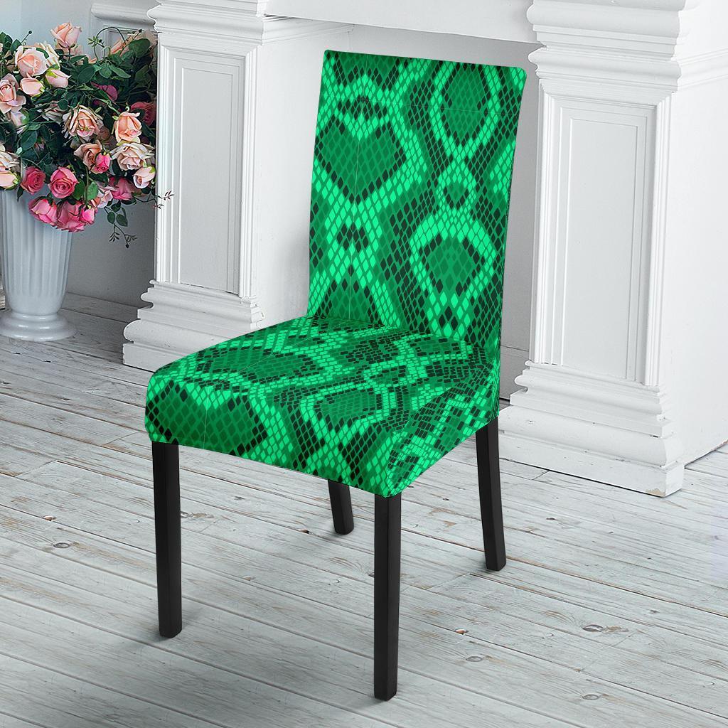 Green Snakeskin Python Skin Pattern Print Chair Cover-grizzshop