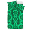 Green Snakeskin Python Skin Pattern Print Duvet Cover Bedding Set-grizzshop