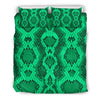 Green Snakeskin Python Skin Pattern Print Duvet Cover Bedding Set-grizzshop