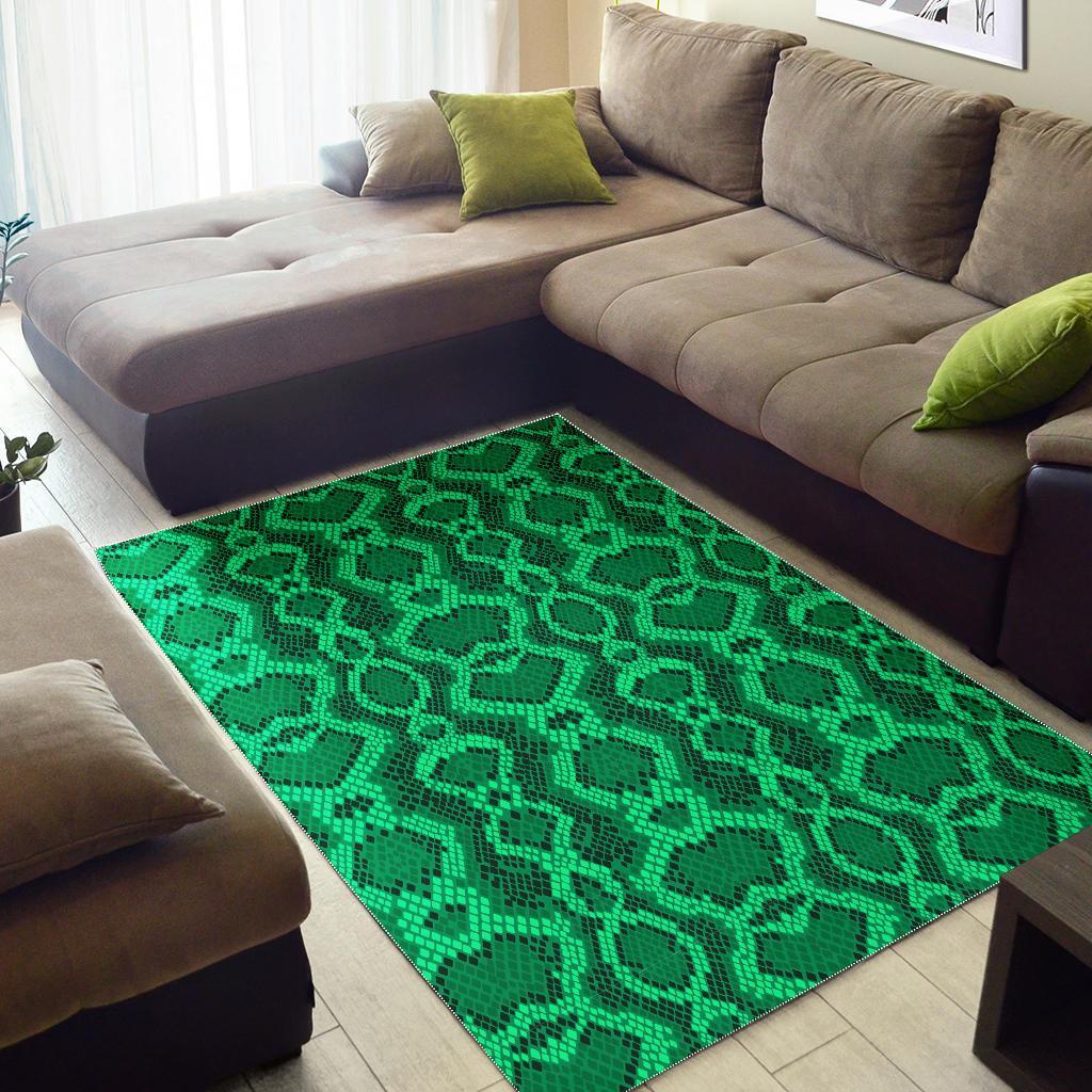 Green Snakeskin Python Skin Pattern Print Floor Mat-grizzshop