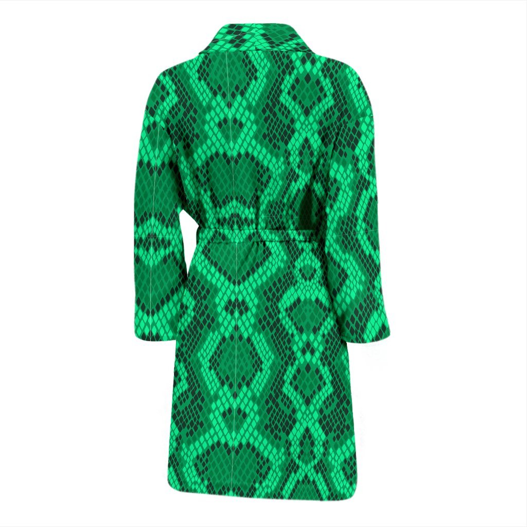 Green Snakeskin Python Skin Pattern Print Men Long Robe-grizzshop