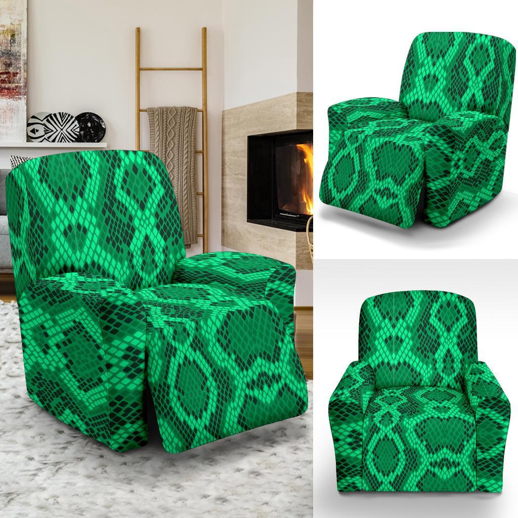 Green Snakeskin Python Skin Pattern Print Recliner Cover-grizzshop