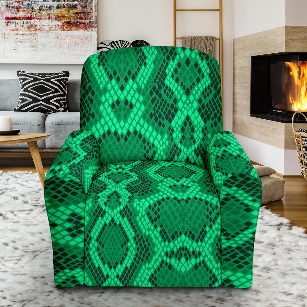 Green Snakeskin Python Skin Pattern Print Recliner Cover-grizzshop