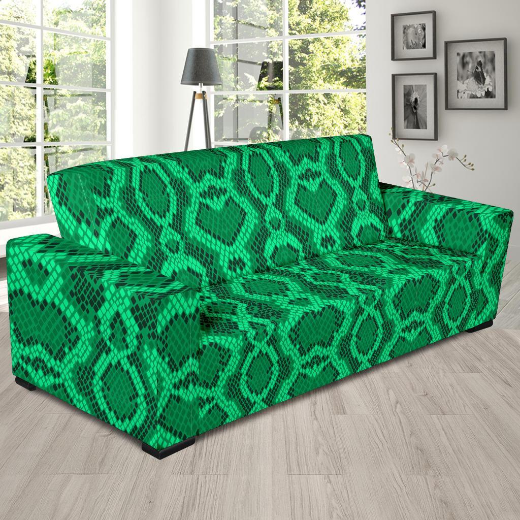 Green Snakeskin Python Skin Pattern Print Sofa Covers-grizzshop