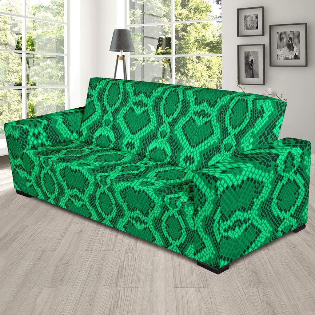 Green Snakeskin Python Skin Pattern Print Sofa Covers-grizzshop