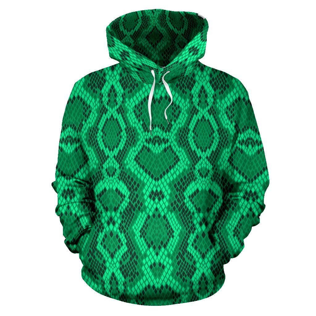 Green Snakeskin Python Skin Pattern Print Women Men Pullover Hoodie-grizzshop