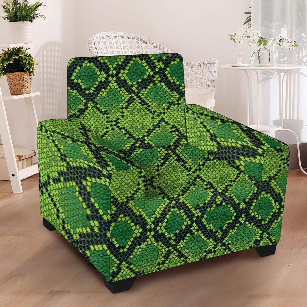 Green Snakeskin print Armchair Cover-grizzshop