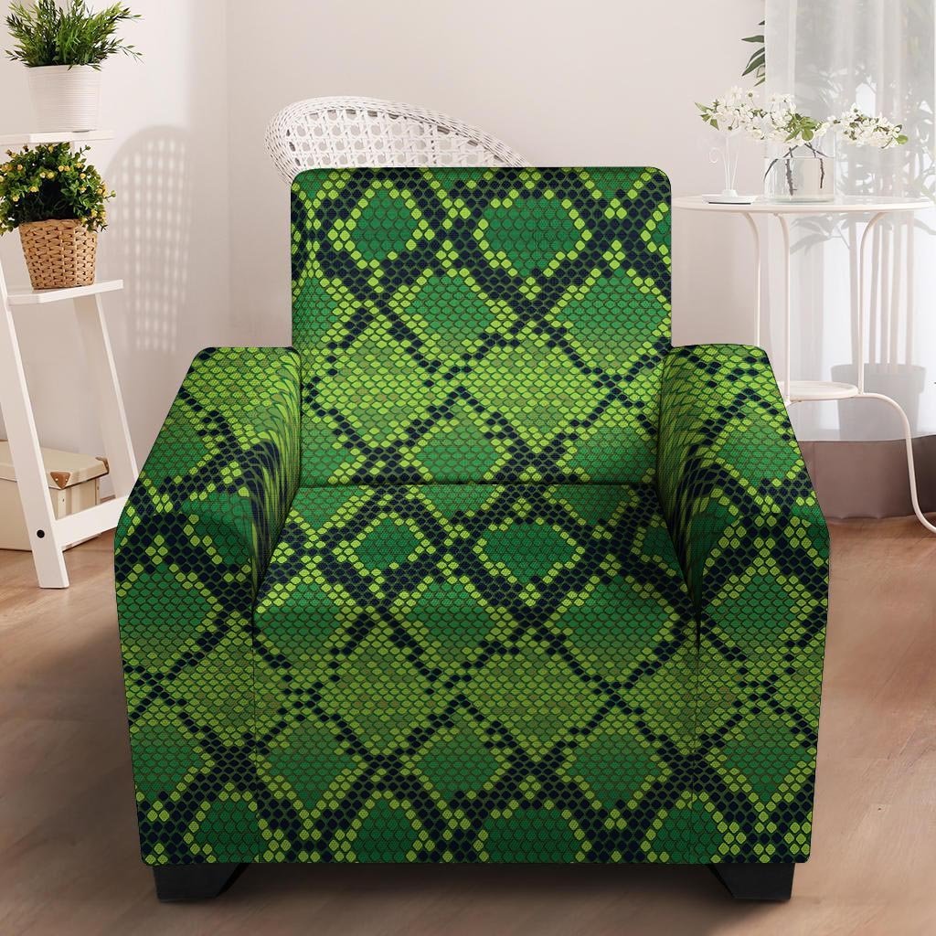 Green Snakeskin print Armchair Cover-grizzshop