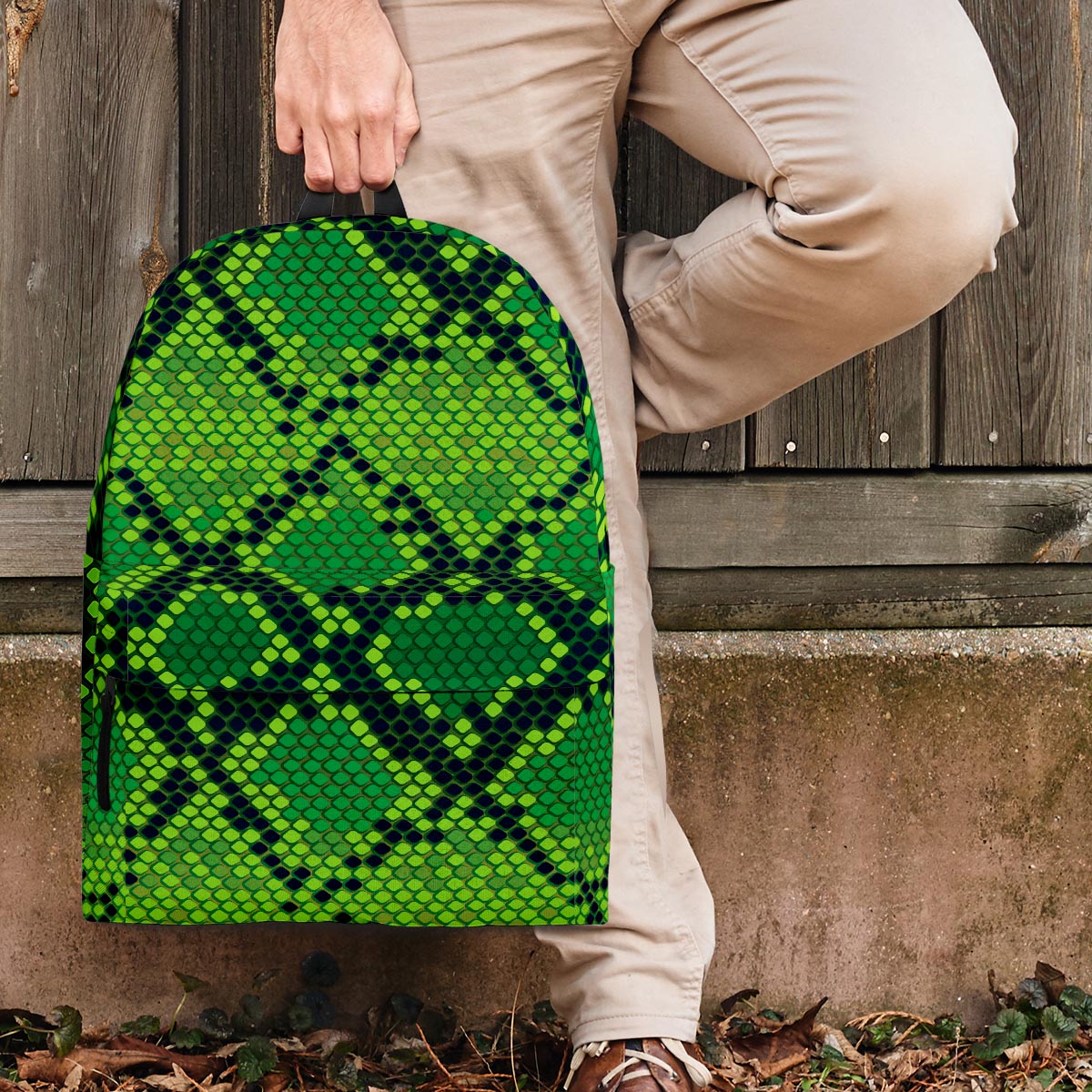 Green Snakeskin print Backpack-grizzshop