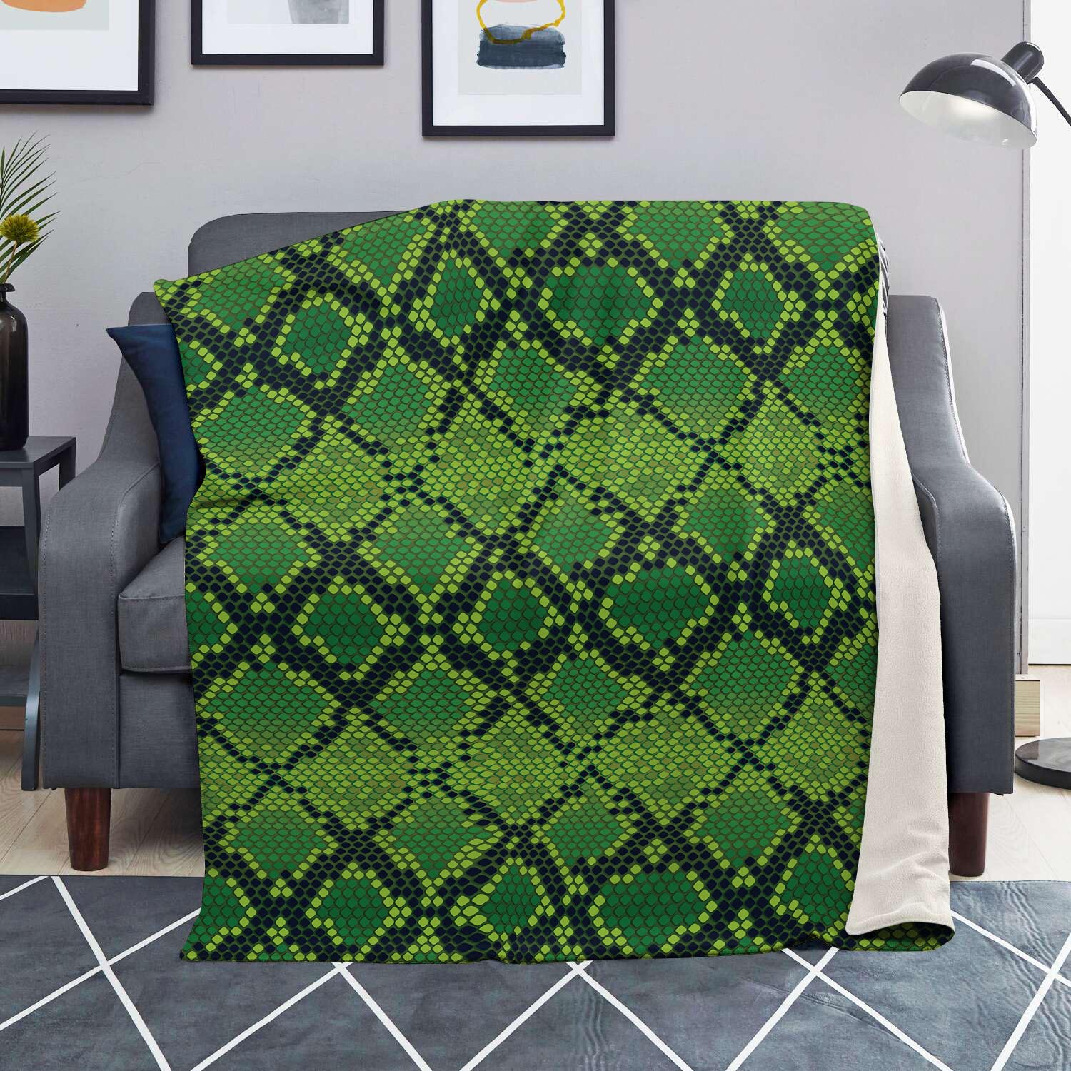 Green Snakeskin print Blanket-grizzshop