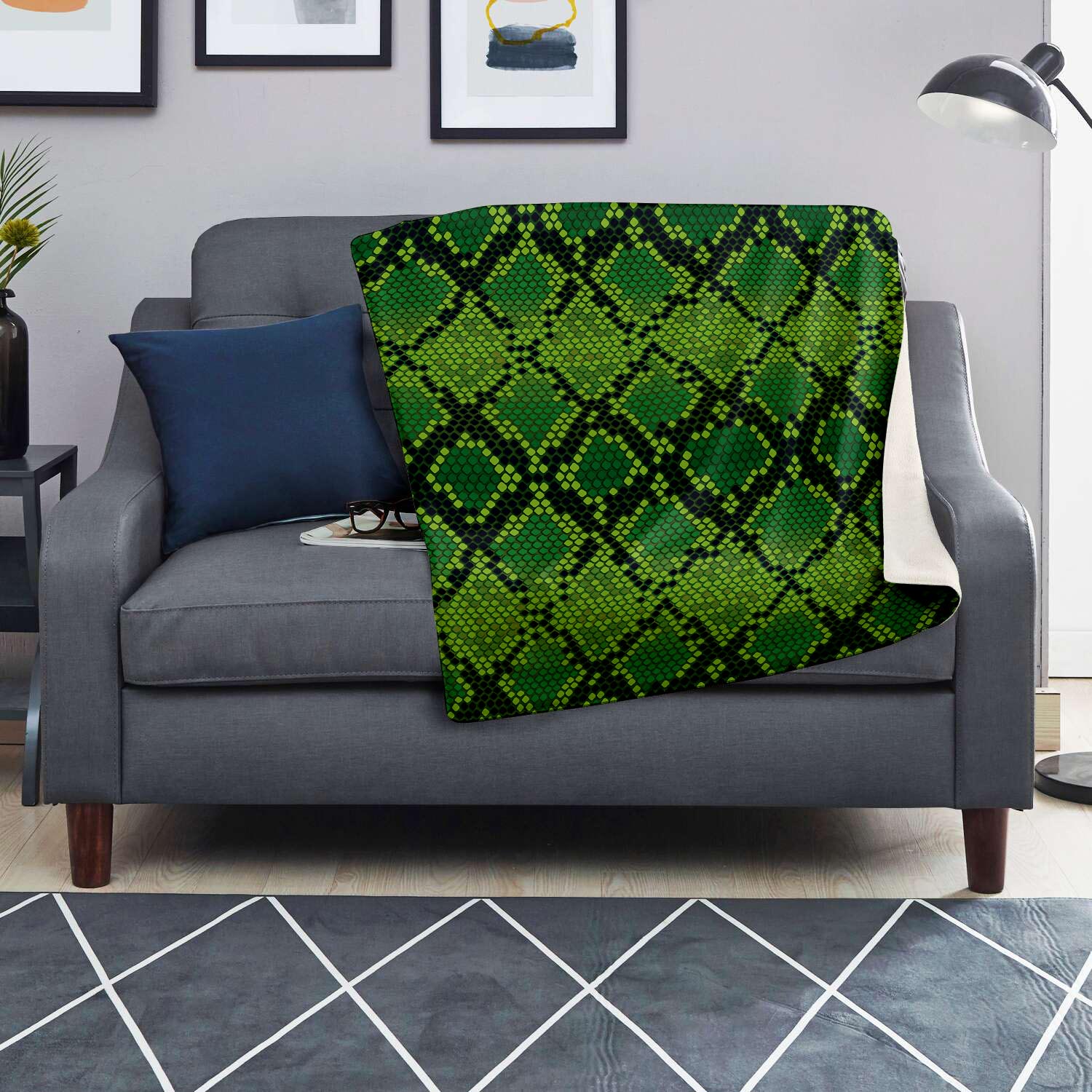 Green Snakeskin print Blanket-grizzshop