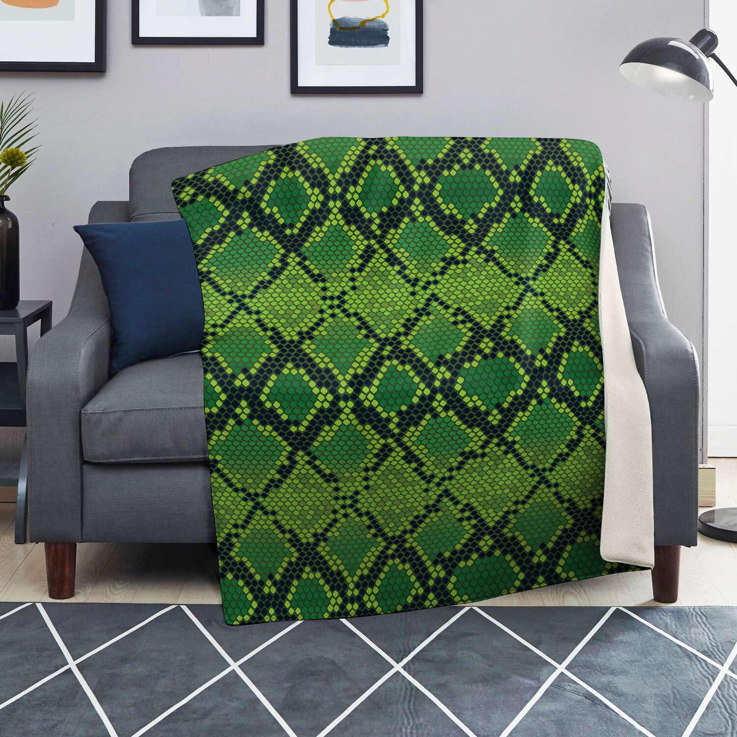 Green Snakeskin print Blanket-grizzshop