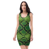 Green Snakeskin print Bodycon Dress-grizzshop