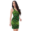 Green Snakeskin print Bodycon Dress-grizzshop