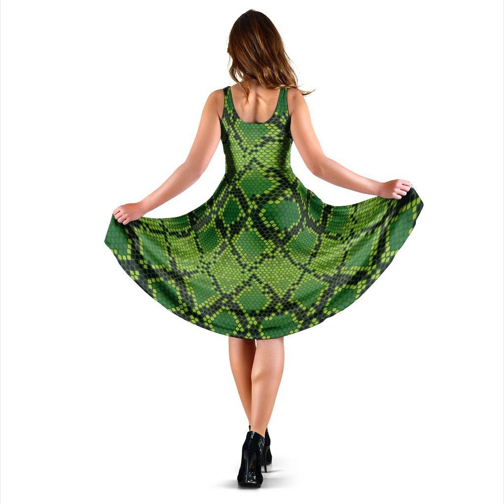 Green Snakeskin print Dress-grizzshop