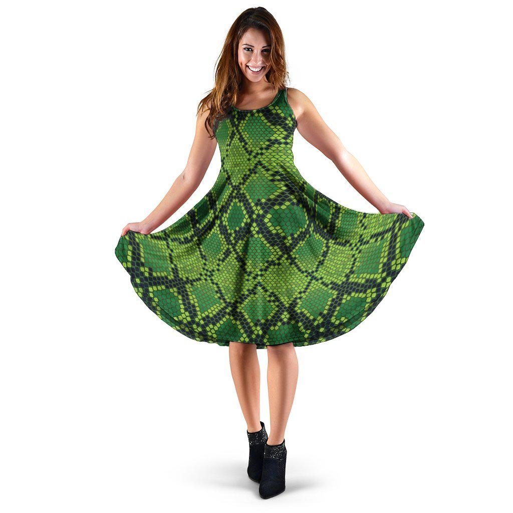 Green Snakeskin print Dress-grizzshop