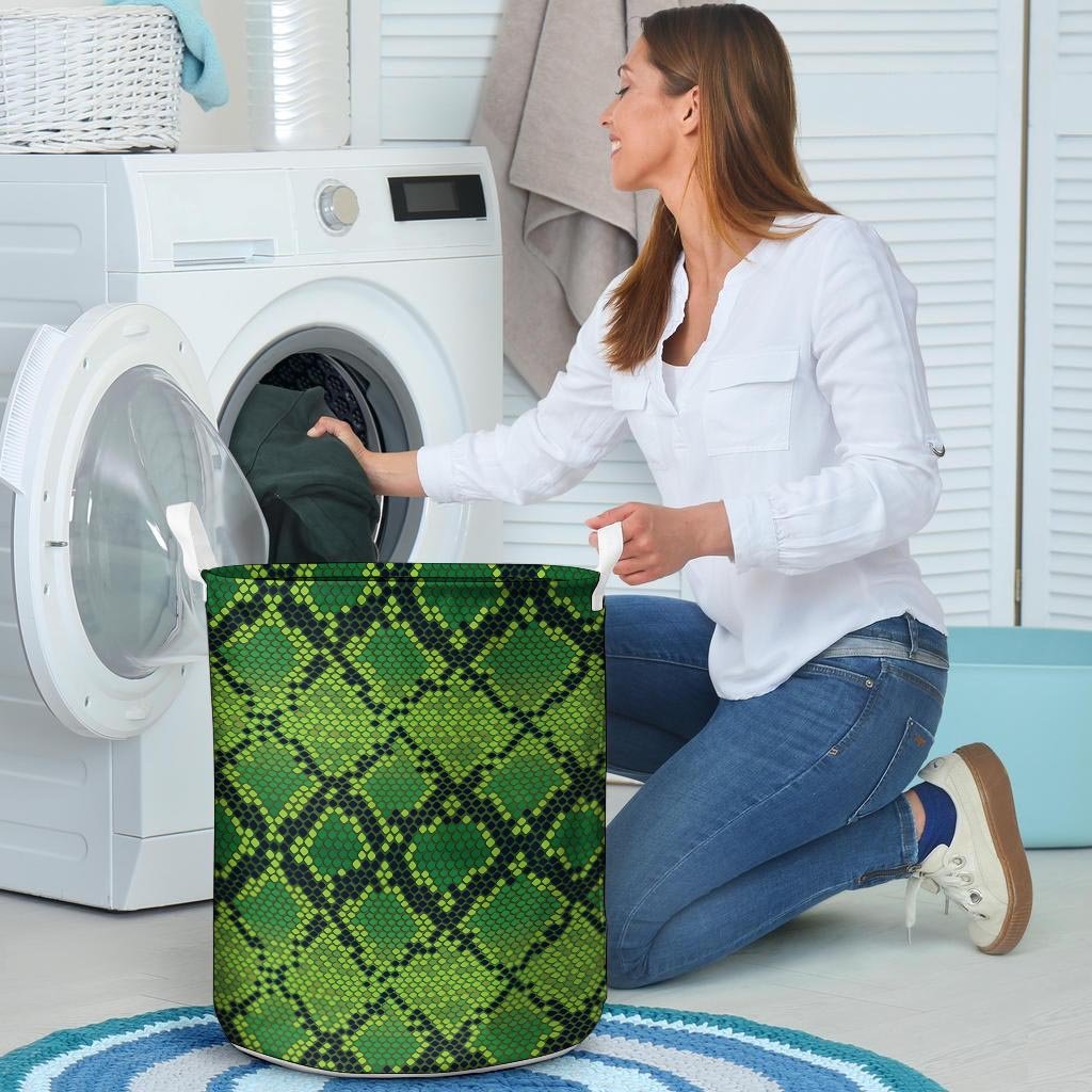 Green Snakeskin print Laundry Basket-grizzshop