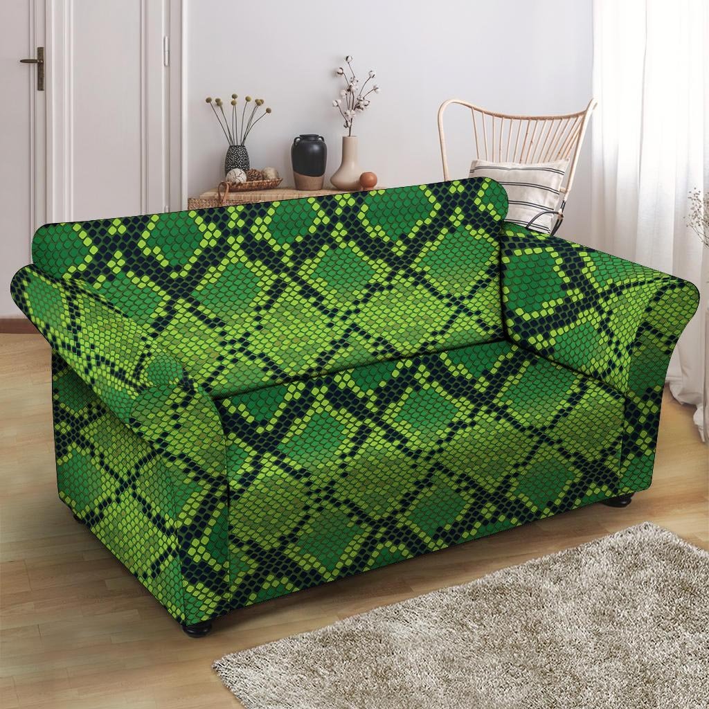 Green Snakeskin print Loveseat Cover-grizzshop