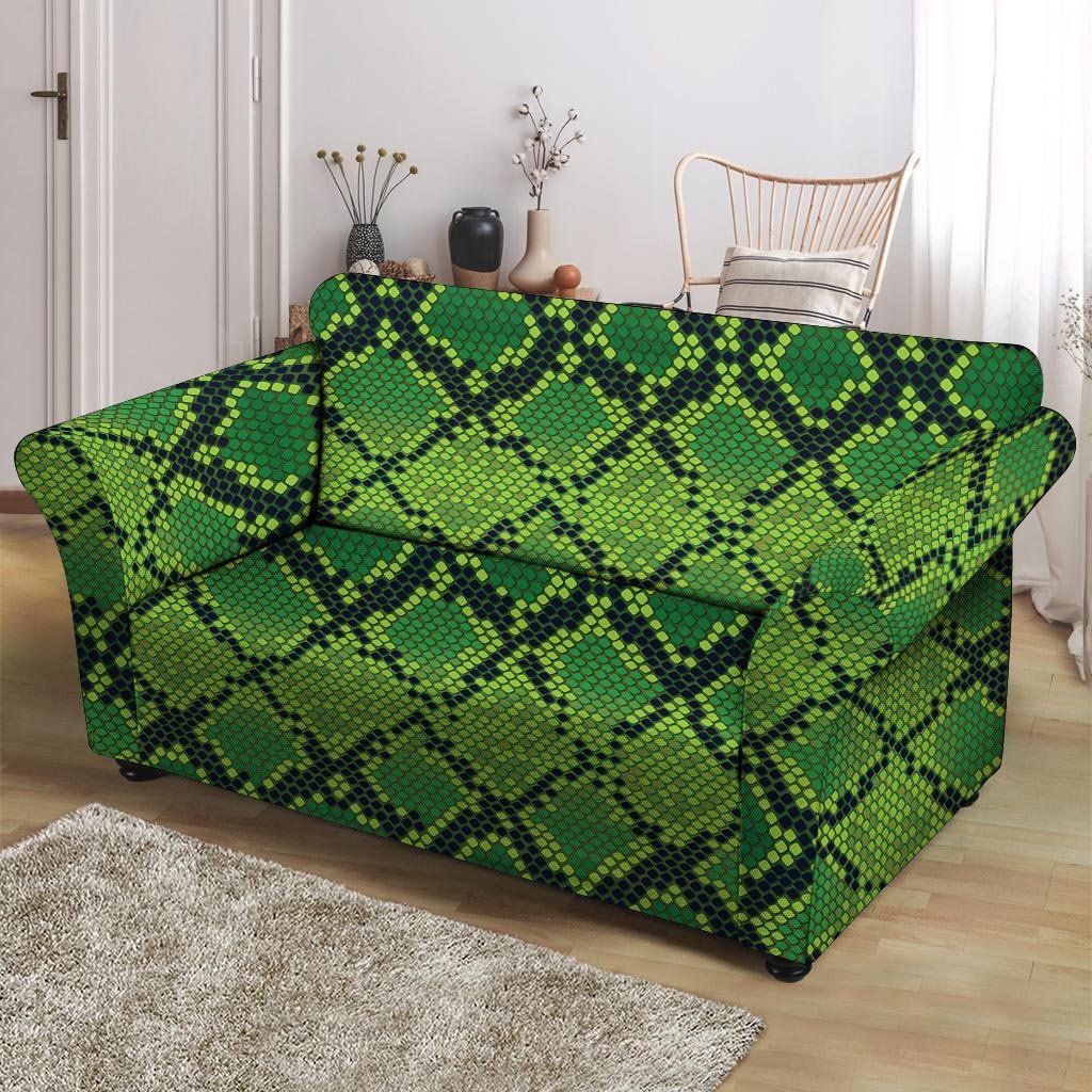 Green Snakeskin print Loveseat Cover-grizzshop