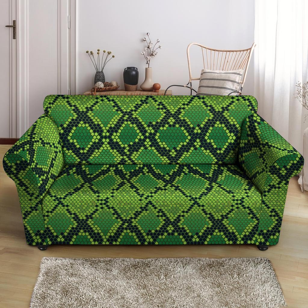 Green Snakeskin print Loveseat Cover-grizzshop