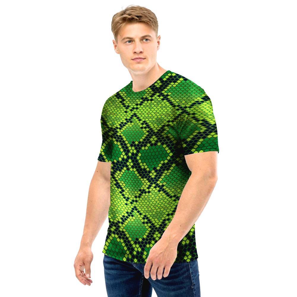 Green Snakeskin print Men T Shirt-grizzshop