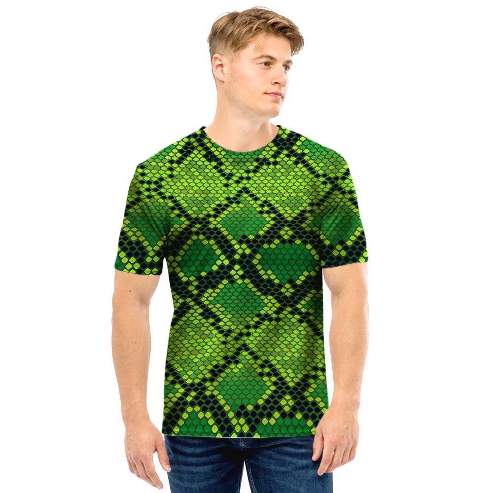 Green Snakeskin print Men T Shirt-grizzshop