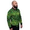 Green Snakeskin print Men's Bomber Jacket-grizzshop