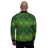 Green Snakeskin print Men's Bomber Jacket-grizzshop