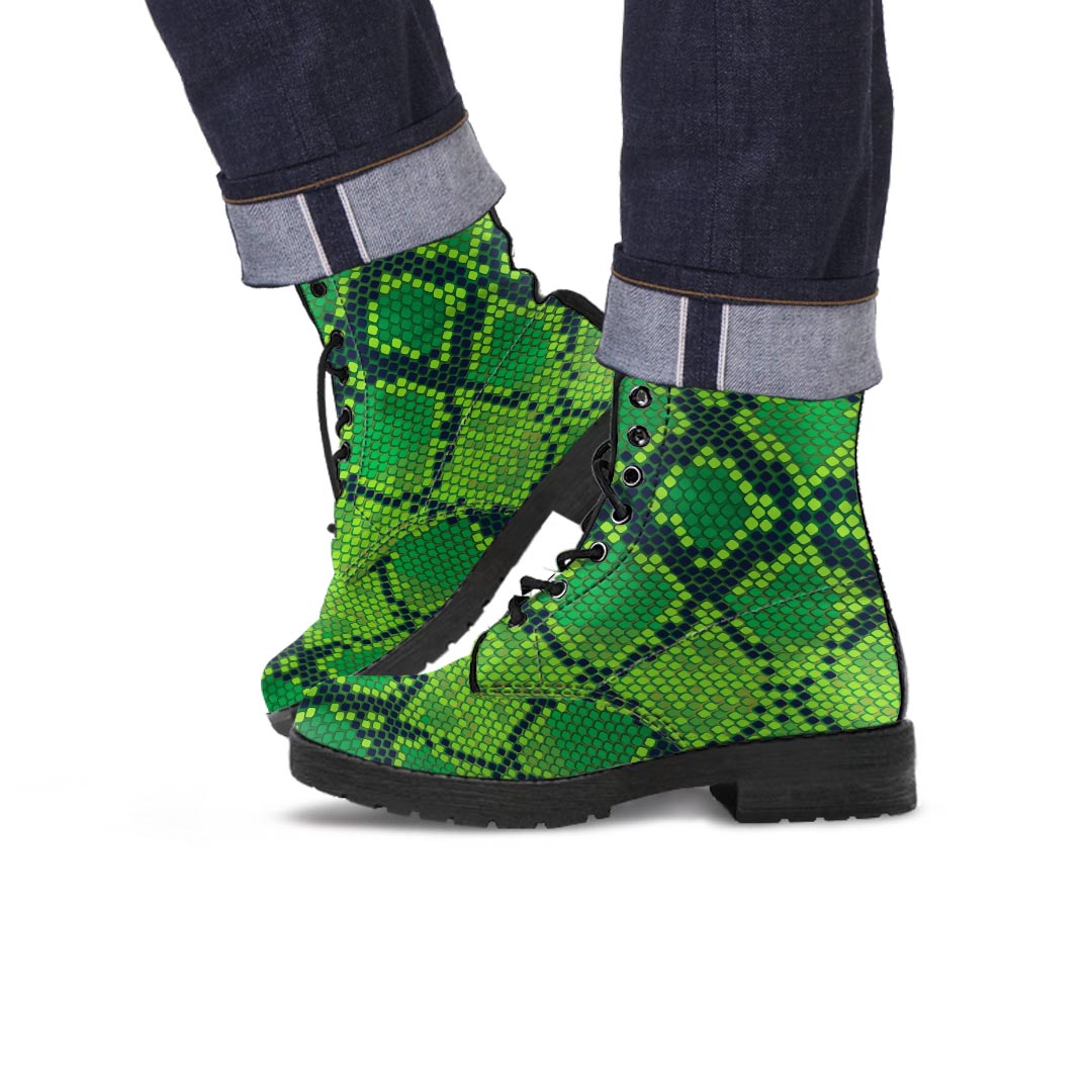 Green Snakeskin print Men's Boots-grizzshop