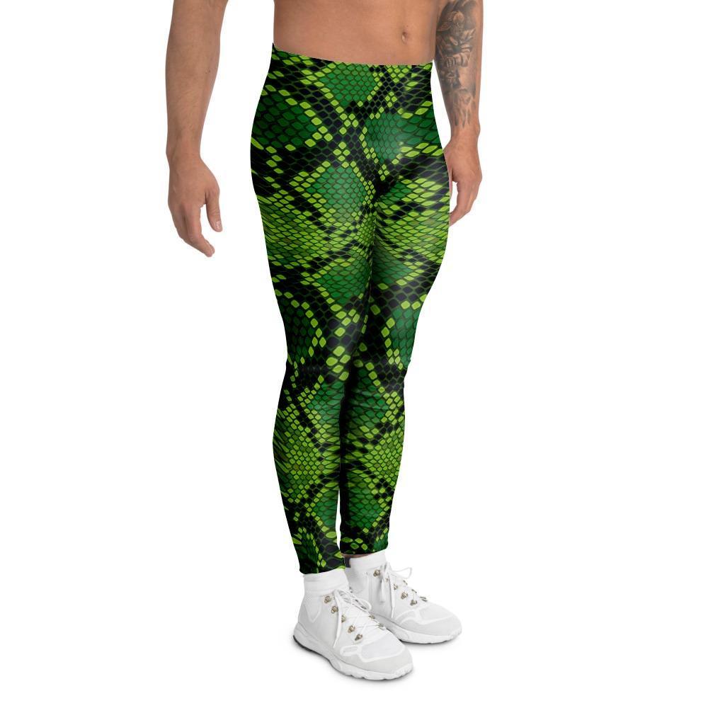 Green Snakeskin print Men's Leggings-grizzshop