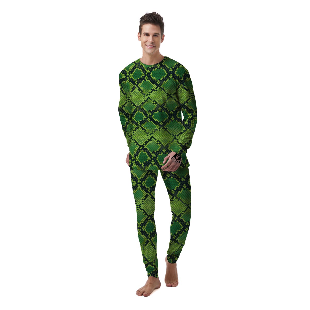 Green Snakeskin print Men's Pajamas-grizzshop