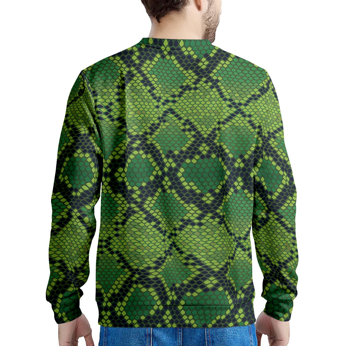 Green Snakeskin print Men's Sweatshirt-grizzshop