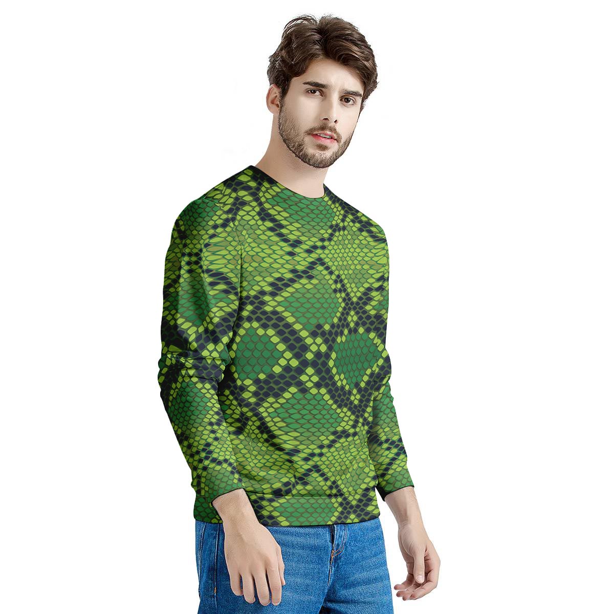 Green Snakeskin print Men's Sweatshirt-grizzshop