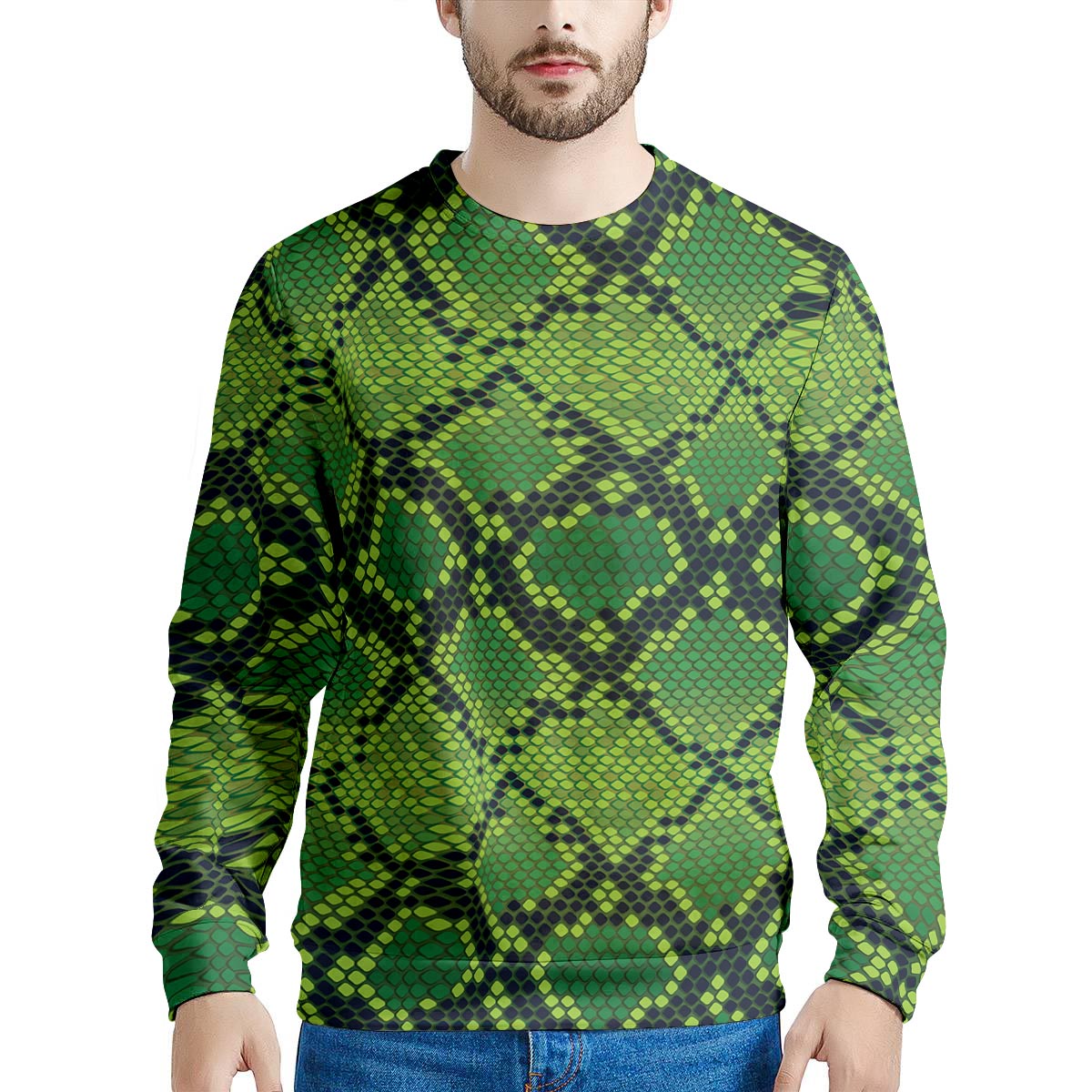 Green Snakeskin print Men's Sweatshirt-grizzshop