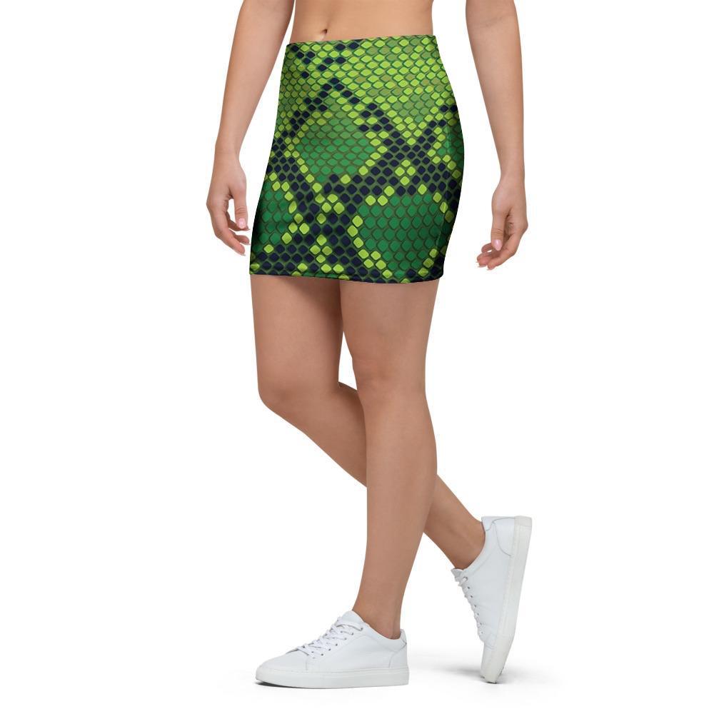 Green Snakeskin print Mini Skirt-grizzshop